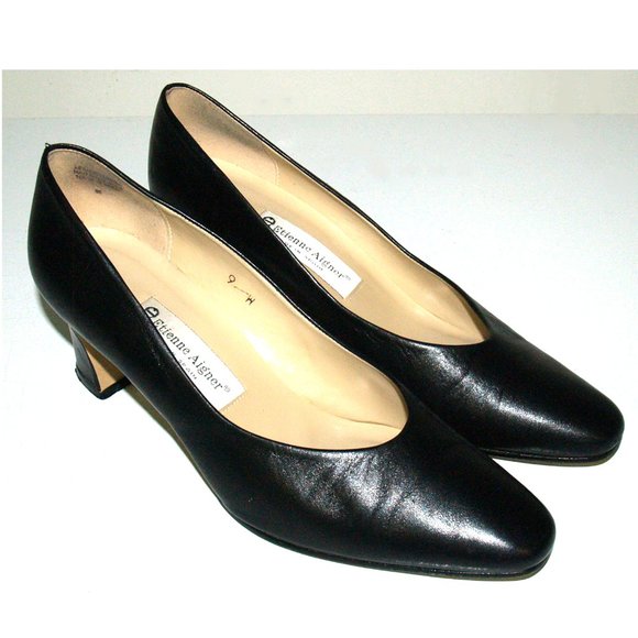 Vintage Etienne Aigner - Taylor - Black Leather Pumps - Made In Spain - 9W - Picture 1 of 10